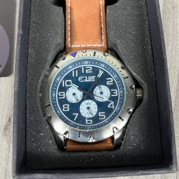 Equipe Turbo 44mm Brown Leather Strap Men's Watch EQUT102 - Picture 2 of 8